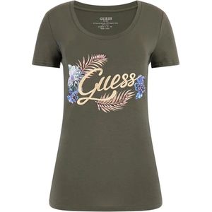 Guess Embellish Logo T-Shirt Dames Groen - Maat: XS