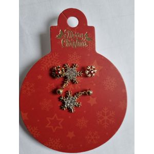 Kerst oorbellen, kerstsieraad, ijskristallen bedel (wit en rood), goedkoop kerstcadeau, oorhanger