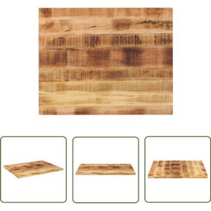 The Living Store Tafelblad rechthoekig 90x80x2,5 cm massief ruw mangohout - Mangohouten Tafelblad - Tafelblad Vervangen - Rustiek Tafelblad - Rechte Tafel - Vintage Tafel