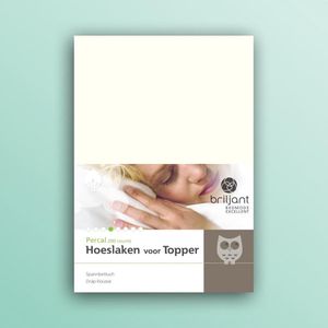 Briljant Home - Hoeslaken voor Topdekmatras - 140x200 - Percal Hoeslaken voor Topper - Off White