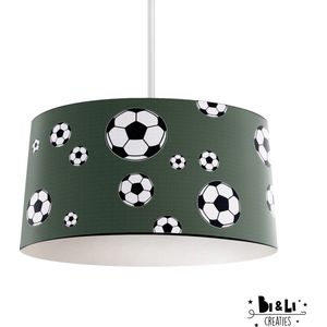 Hanglamp voetbal - kinder & babykamer - lampen - Groen - Olijfgroen - kunststof - 30x25cm - excl. lichtbron