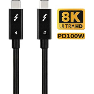 NÖRDIC TB4-100 USB-C naar USB-C kabel - Thunderbolt4 - PD100W - 40 Gbps - 8K - 1m - Zwart