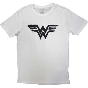 DC Comics Wonder Woman - Black Paint Logo Heren T-shirt - L - Wit