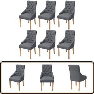 vidaXL Eetkamerstoelen - Set van 6 - Stof - Donkergrijs Eetkamerstoelen - Donkergrijs - Velours - Luxe - Comfortabel