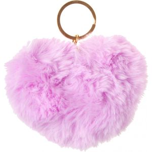 Lg-imports Sleutelhanger Fluffy Hart Paars