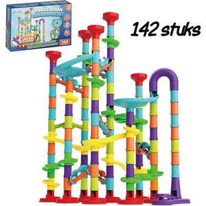 Kiddel XXL knikkerbaan 142 stuks - Inclusief accessoires educatief interactief kinderspeelgoed bouwset - Speelgoed jongens & meisjes 3 jaar 4 jaar STEM cadeau