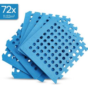 Hikemeister – Zwembad tegels – 72 stuks – 11.52 m² - 1 cm dik - zwembad vloerbescherming - foam tegels met rand stukken - warmte isolerend – drainagegaten - anti slip - outdoor tegels