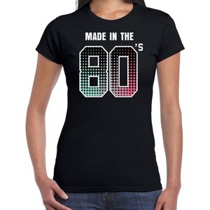 Eighties feest t-shirt / shirt made in the 80s - zwart - voor dames - dance kleding / 80s feest shirts / verjaardags shirt / outfit M