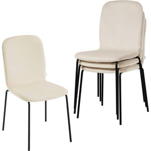 Rootz Velvet Eetkamerstoel Set van 4 - Elegante stoelen - Comfortabele zit - Ergonomisch ontwerp - Stevig metalen frame - Eenvoudige montage - 44 cm x 86 cm x 58,5 cm