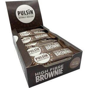 Pulsin | High Fibre Brownie Bar | Peanut Choc Chip | 18 Stuks | 18 x 35 gram
