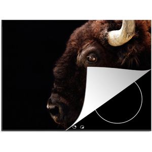 KitchenYeah® Inductie beschermer 71x52 cm - Bizon - Hoorn - Portret - Kookplaataccessoires - Afdekplaat voor kookplaat - Inductiebeschermer - Inductiemat - Inductieplaat mat