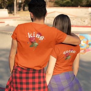 Oranje Koningsdag T-shirt - MAAT XL - Heren Pasvorm - King Rose Dagger Back