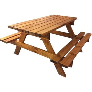 Imperatoris - Klassieke Picknicktafel- van Dik Hout- Voor Kinderen en Volwassenen - Houten Tuintafel- Campingtafel- voor Terras en Buiten- 160cm- Bruin
