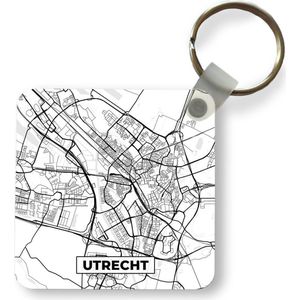 Sleutelhanger - Uitdeelcadeautjes - Kaart - Utrecht - Zwart - Wit  - Plastic