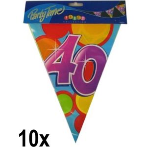 10x Leeftijd vlaggenlijn 40 jaar - Dubbelzijdig bedrukt - Vlaglijn feest festival abraham sara vlaggetjes verjaardag jubileum leeftijd