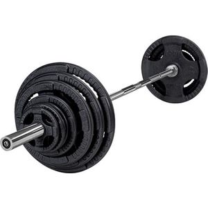 Body-Solid 140 kg set olympische halterschijven + halterstang + sluitveren - Gewichten