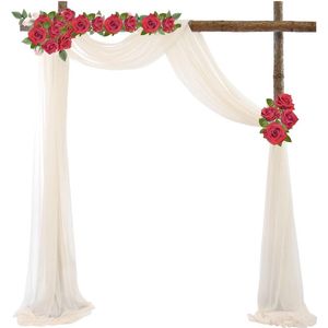 1 paneel bruiloftsboog gordijn 600 x 75 cm, bruiloftsboog stof Lvory trouwboog bruiloft stof, decoratieve gordijnen voor feest, ceremonie, podium receptie achtergrond