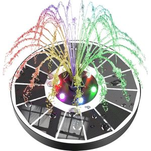 Fontein op Zonne-energie met 6 LED-Lichten - Upgraded 3.5W Zonnefonteinpomp - Drijvende Fonteinpomp op Zonne-energie - 8 Fonteinstijlen - Vijver Vogelbad Tuin Zwembad fonteinpomp