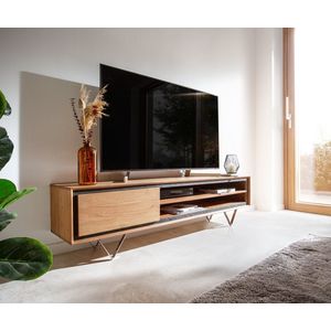 Tv-meubel Stonegrace 175 cm Acacia natuur 1 deur 2 vakken steenfineer V-voet