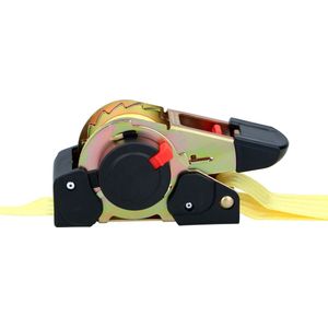 Dunlop Spanband met Ratel - Sjorband 4 Meter - Max. 500KG- Automatisch Oprolsysteem - Nylon - Geel/Zwart