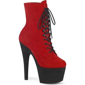 Pleaser - ADORE-1020FSTT Plateau Laarzen, Paaldans schoenen - Paaldans schoenen - 35 Shoes - Rood/Zwart