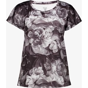 Osaga dames sport T-shirt zwart bloemenprint - Maat S