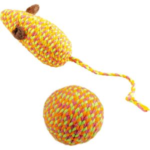 Duvoplus - Speelgoed Voor Dieren - Kat - Jolly Oranje Muis En Bal 2pc - 17,5x3,5x4,5cm Oranje - 2st