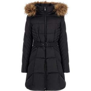 Guess Zwart Long Puffer Donsjas Van Echt Dons