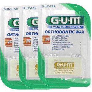 Gum Orthodontistische Wax Mint - 3 st - Beugelreiniging - Voordeelverpakking