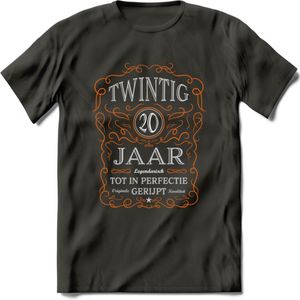 20 Jaar Legendarisch Gerijpt T-Shirt | Oranje - Grijs | Grappig Verjaardag en Feest Cadeau Shirt | Dames - Heren - Unisex | Tshirt Kleding Kado | - Donker Grijs - L