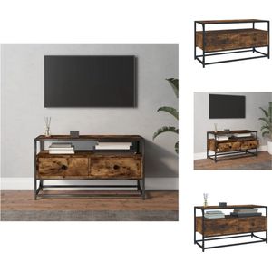 vidaXL TV-meubel - Gerookt eiken - 80 x 35 x 45 cm - Duurzaam - 2 lades - Metalen voeten - Kast