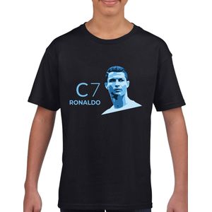 Ronaldo - T-Shirt - Kinder Tshirt - Zwart - Maat 122 /128 - Tshirt leeftijd 7 tot 8 jaar - Grappige teksten - Portugal - Quotes - verjaardag - Cristiano Ronaldo - CR7