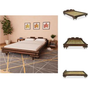 vidaXL Bed Bamboe - 221 x 161 x 58 cm - Donkerbruin - Inclusief Lattenbodem - Bed