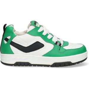 Braqeez 424254-565 Jongens Lage Sneakers - Groen/Wit/Zwart - Leer - Veters