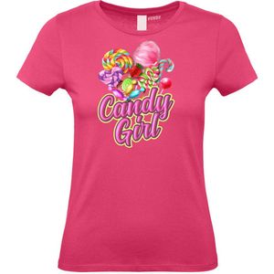 Dames t-shirt Candy Girl | Carnavalskleding heren dames | Halloween Kostuum | Foute Party | Fuchsia Dames | maat L