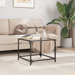 vidaXL Salontafel - Salontafels - Bijzettafel - Banktafel - Salontafel met transparant glazen blad 50x50x40 cm staal