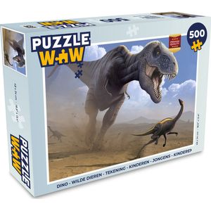 Puzzel Dino - Wilde dieren - Tekening - Kinderen - Jongens - Kinderen - Legpuzzel - Puzzel 500 stukjes