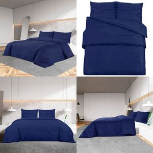 vidaXL Dekbedovertrekset 200x200 cm katoen marineblauw - Dekbed - Dekbedden - Dekbedovertrek - Overtrek