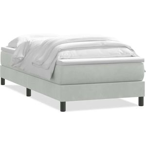 vidaXL - Boxspring - met - matras - fluweel - lichtgrijs - 90x210 - cm