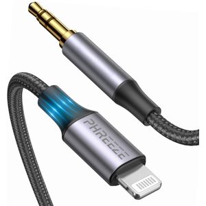Audiokabel geschikt voor Apple Lightning naar Jack Kabel Auto - Aux Kabel geschikt voor iPhone 14, 13, 12, 11, X naar Auto