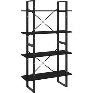 vidaXL - Boekenkast - met - 4 - schappen - 80x30x140 - cm - bewerkt - hout - zwart