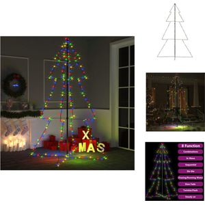vidaXL Kerstkegelboom - Verlichting met 240 LEDs - 8 lichteffecten - ø 118 x 180 cm - Waterproof - Decoratieve kerstboom