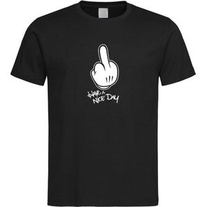 Zwart T shirt met  "" Have a Nice Day "" print Wit size M