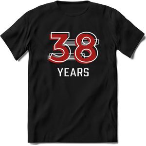 38 Years - Feest kado T-Shirt Heren / Dames - Rood / Grijs - Perfect Verjaardag Cadeau Shirt - grappige Spreuken, Zinnen en Teksten. Maat M