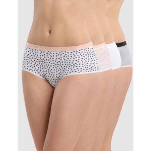 Dim Les Pockets Boxershorts - Onderbroeken- Katoen -Dames - 4 Stuks- Maat 34/36 - Wit/Zwart/beige/Wit