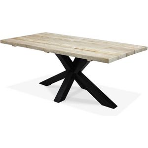 Steigerhouten tafel - 5 dik - 200x100 - oud steigerhout - metalen Matrix onderstel