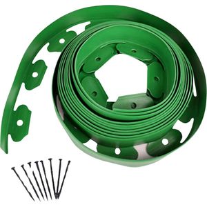 Borderrand - 20m - Gazonrand Kunststof - Flexibele perkafzetting - Tuinrand - 5cm hoog - Groen