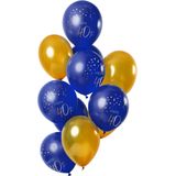 Folat - Ballonnen Elegant True Blue 40 jaar 30 cm - 12 stuks