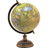 Clayre & Eef Wereldbol 22x37 cm Geel Oranje Hout Ijzer Globe