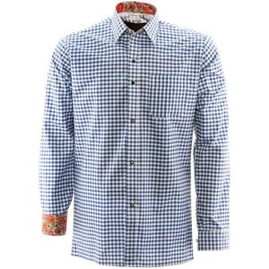 Tiroler hemd Premium Blauw | Alpen overhemd | XXL